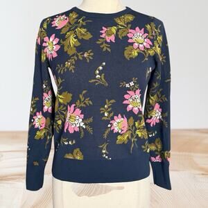 Ann Taylor Floral Crewneck Sweater Womens Sz S Pullover Top Knit Long Sleeves